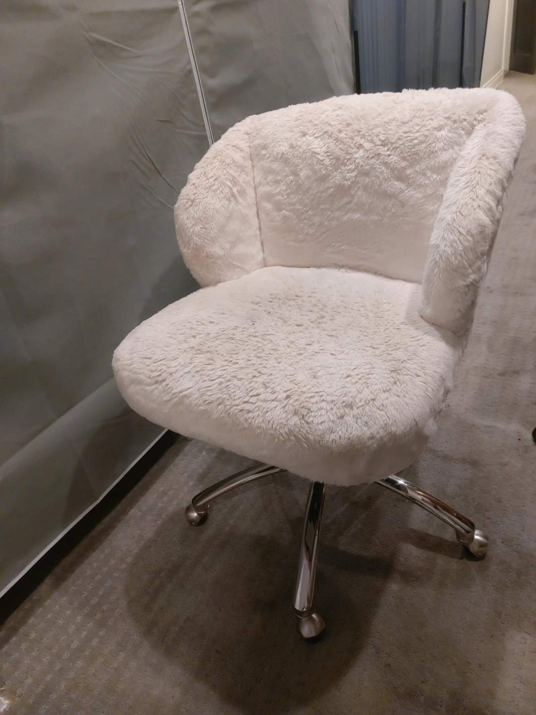 White Faux Fur Office Chair