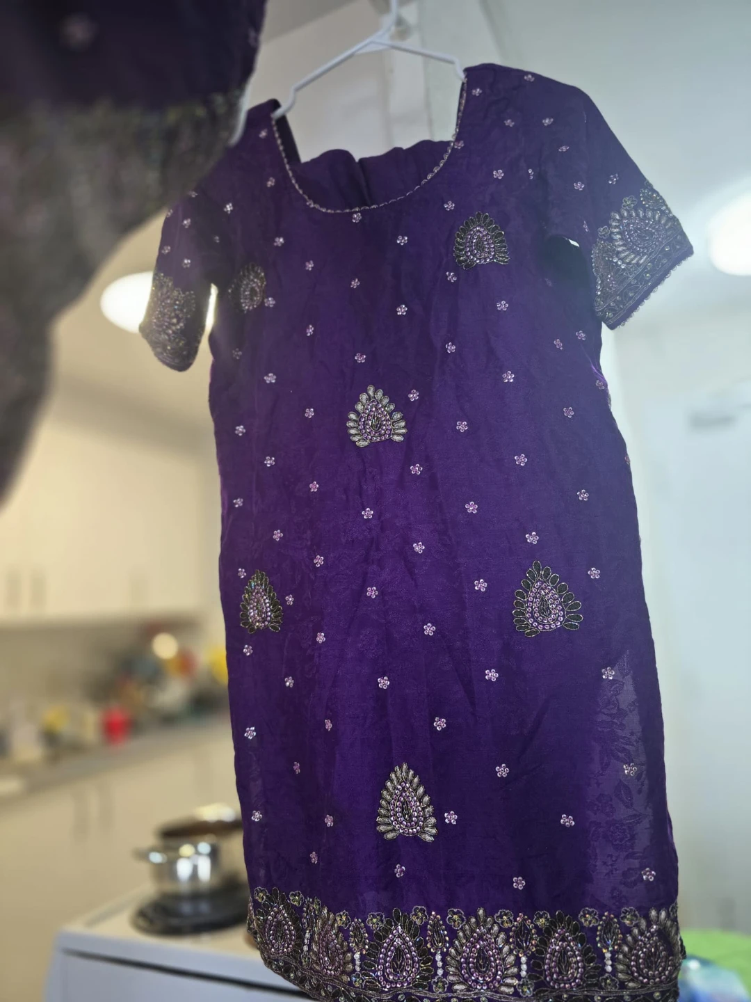 Purple Embroidered Kurti