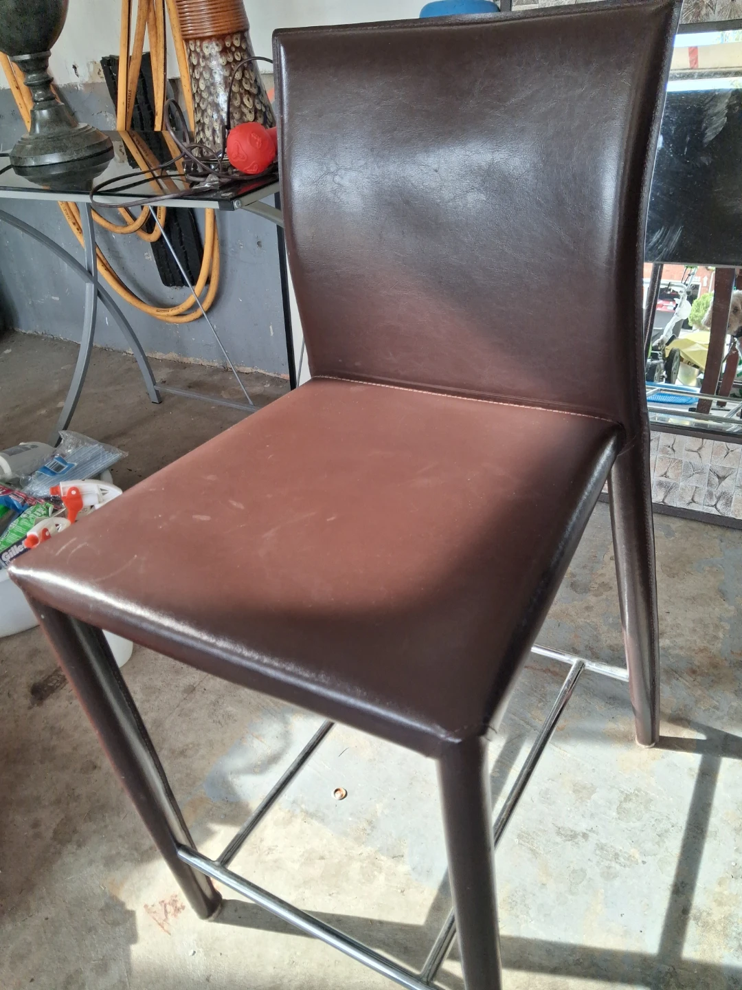 Brown Faux Leather Bar Stools (Set of 2) - photo 2