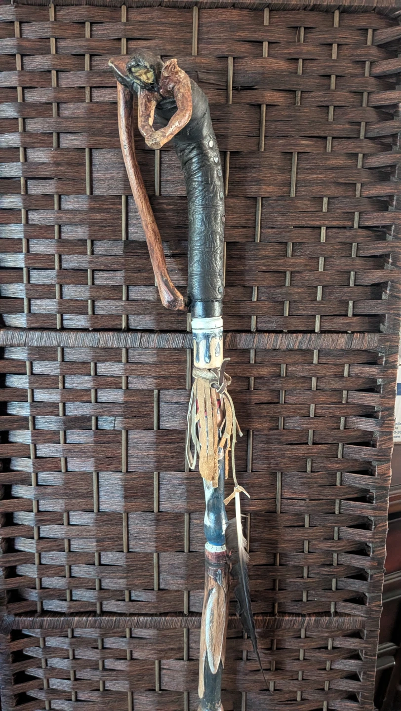 Hand-carved wooden walking stick - photo 3