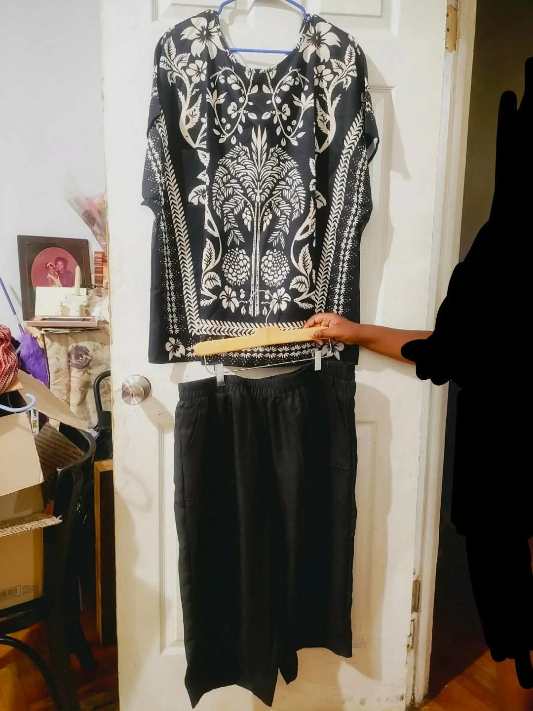 Two piece set Black Blend Pants 3XL & blouse size 5XL new