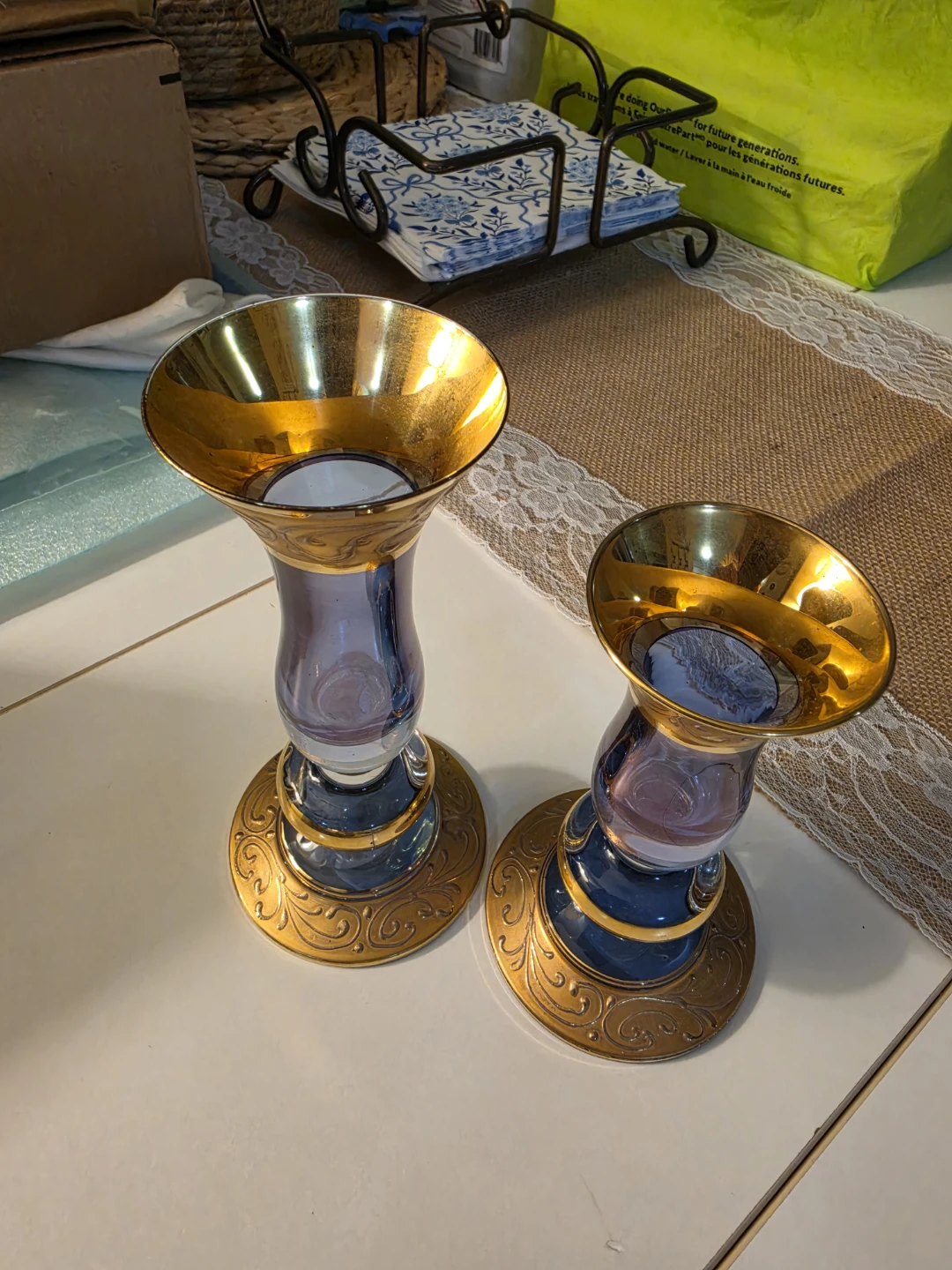 Vintage Bohemian hand-blown, candle holder's - photo 2