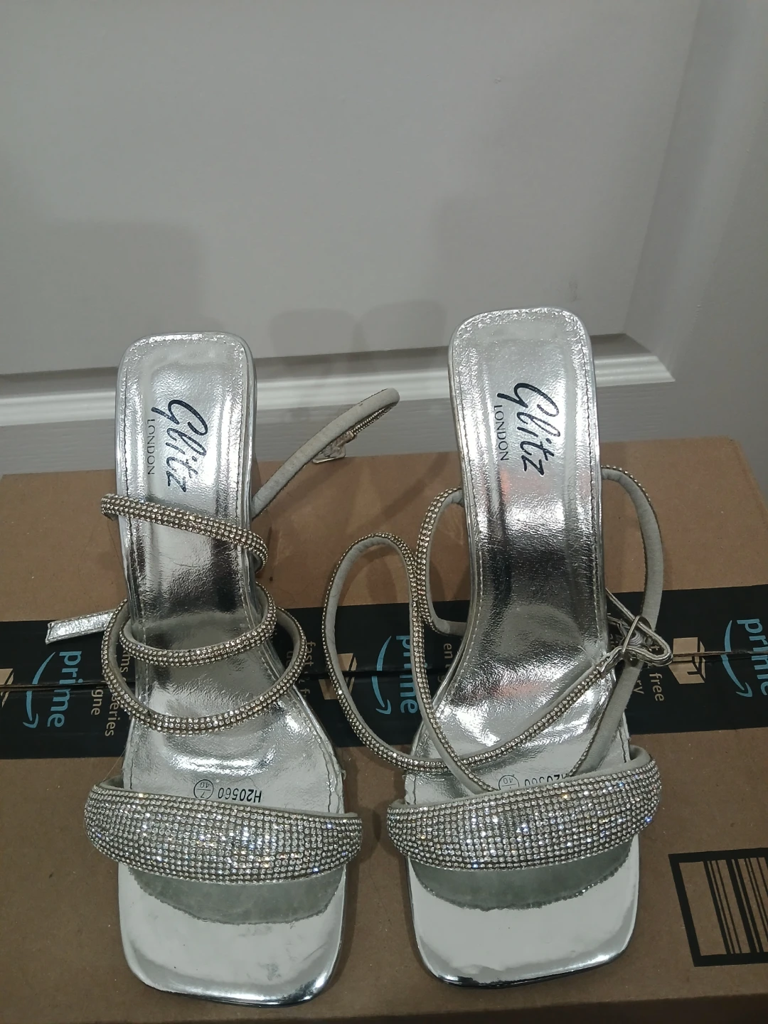 Glitz London Silver Rhinestone Block Heels - photo 2