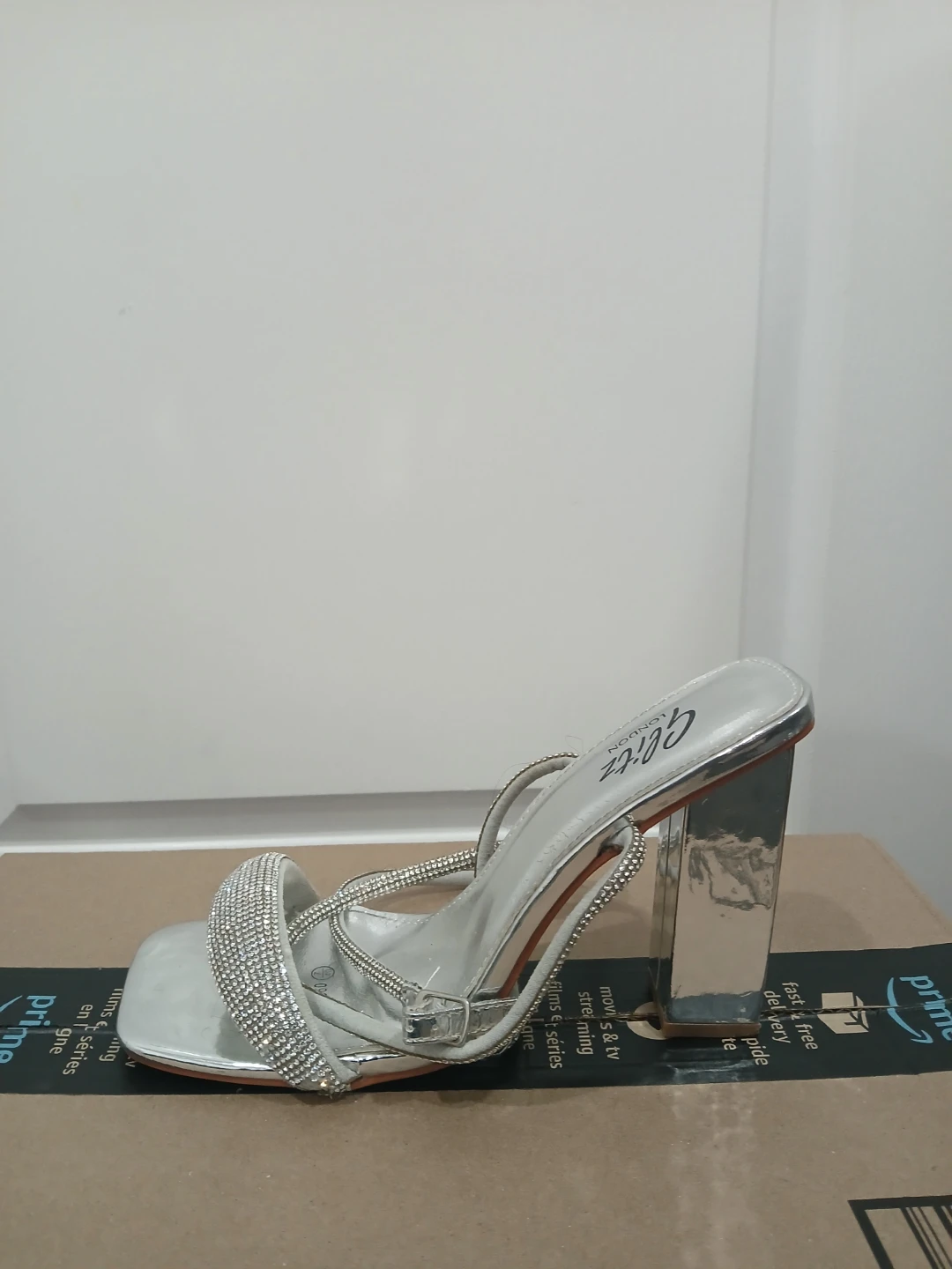 Glitz London Silver Rhinestone Block Heels - photo 3