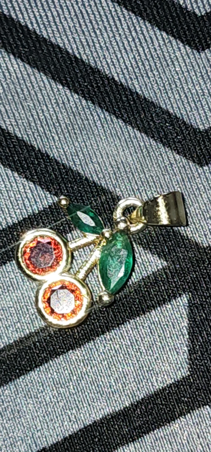 Cherry Charm with Red and Green Stones - photo 2