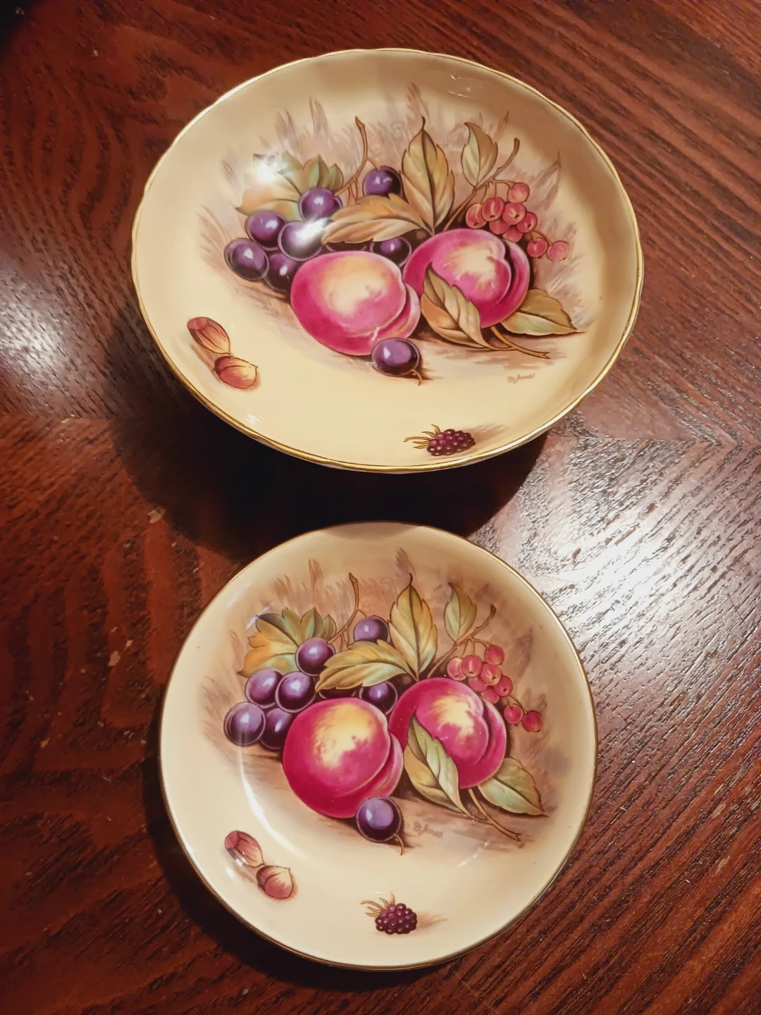 Aynsley Bone China Fruit Pattern Candy Bowls Set of 2
