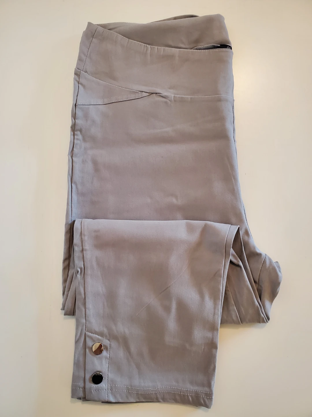 Plus Size Lily Morgan Light Gray Capri Pants w/Button Detail - photo 3