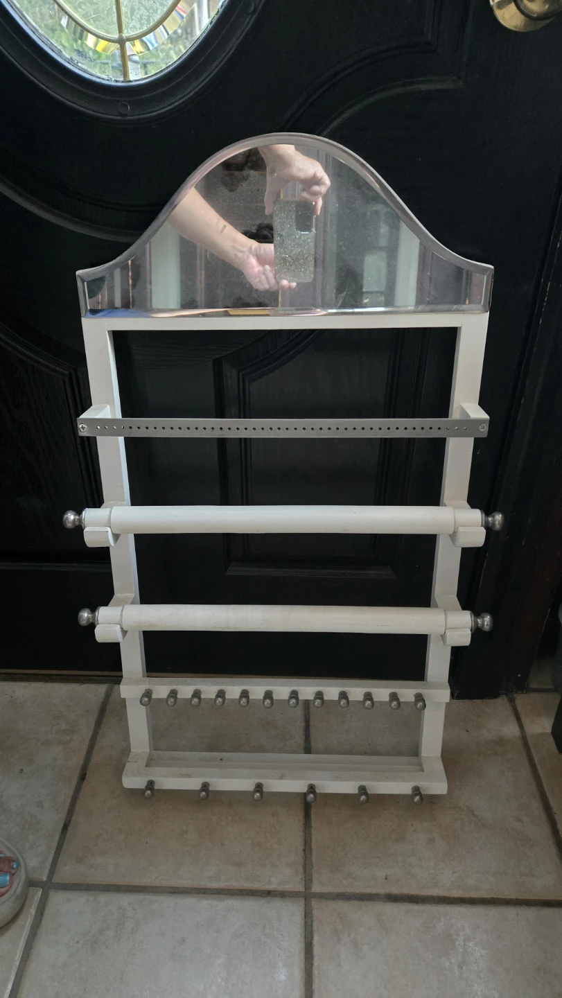 White Jewelry Organizer with Mirror