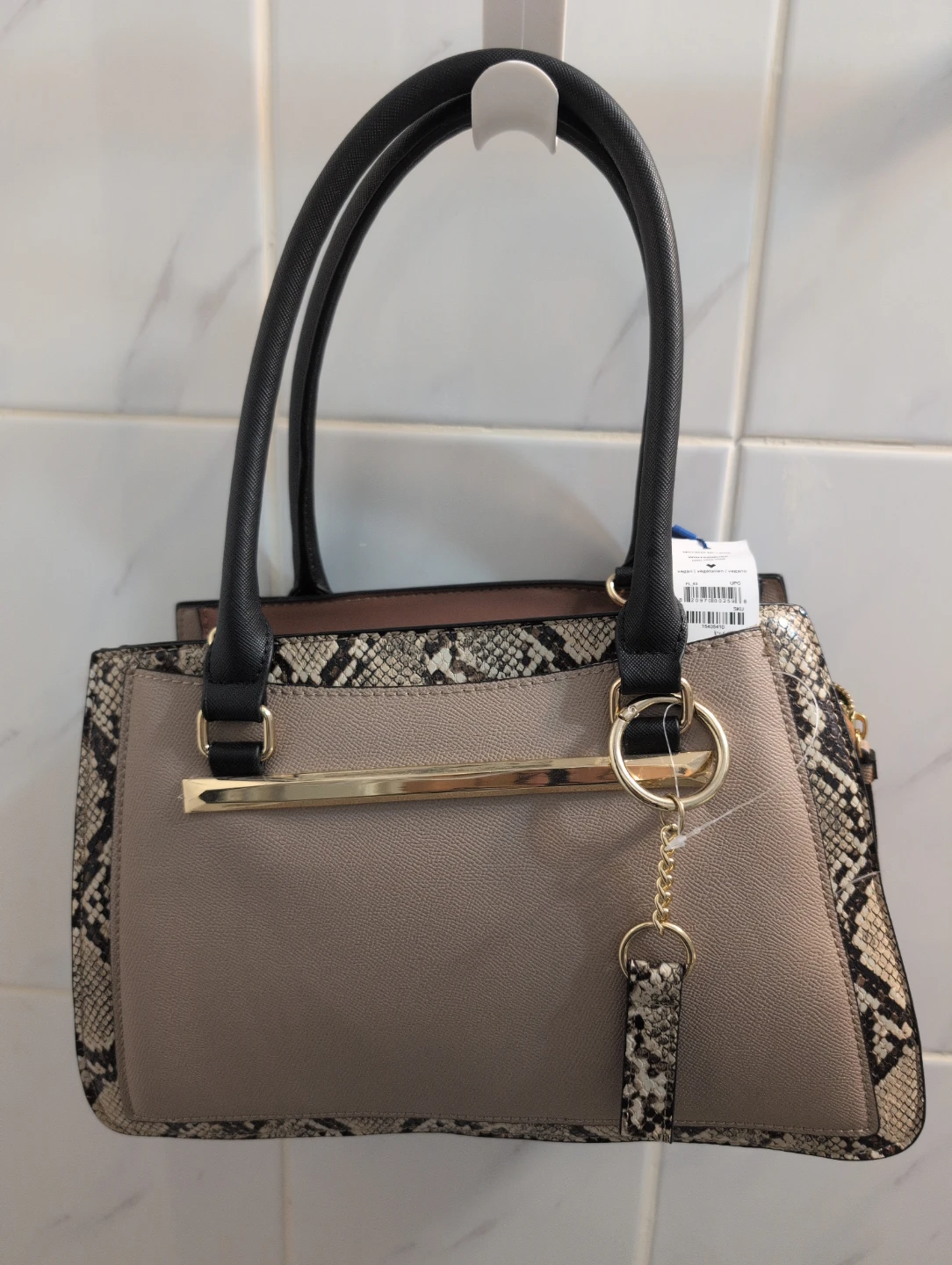 Call it Spring Satchel Handbag - Tan/Black Snake Print