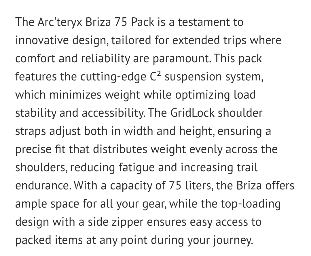 Geniune Arc'teryx Briza 75L Backpack - photo 5