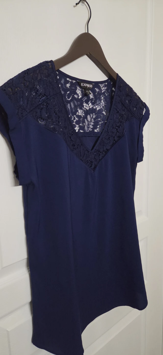 Express Navy Blue Lace Detail Blouse - Size M