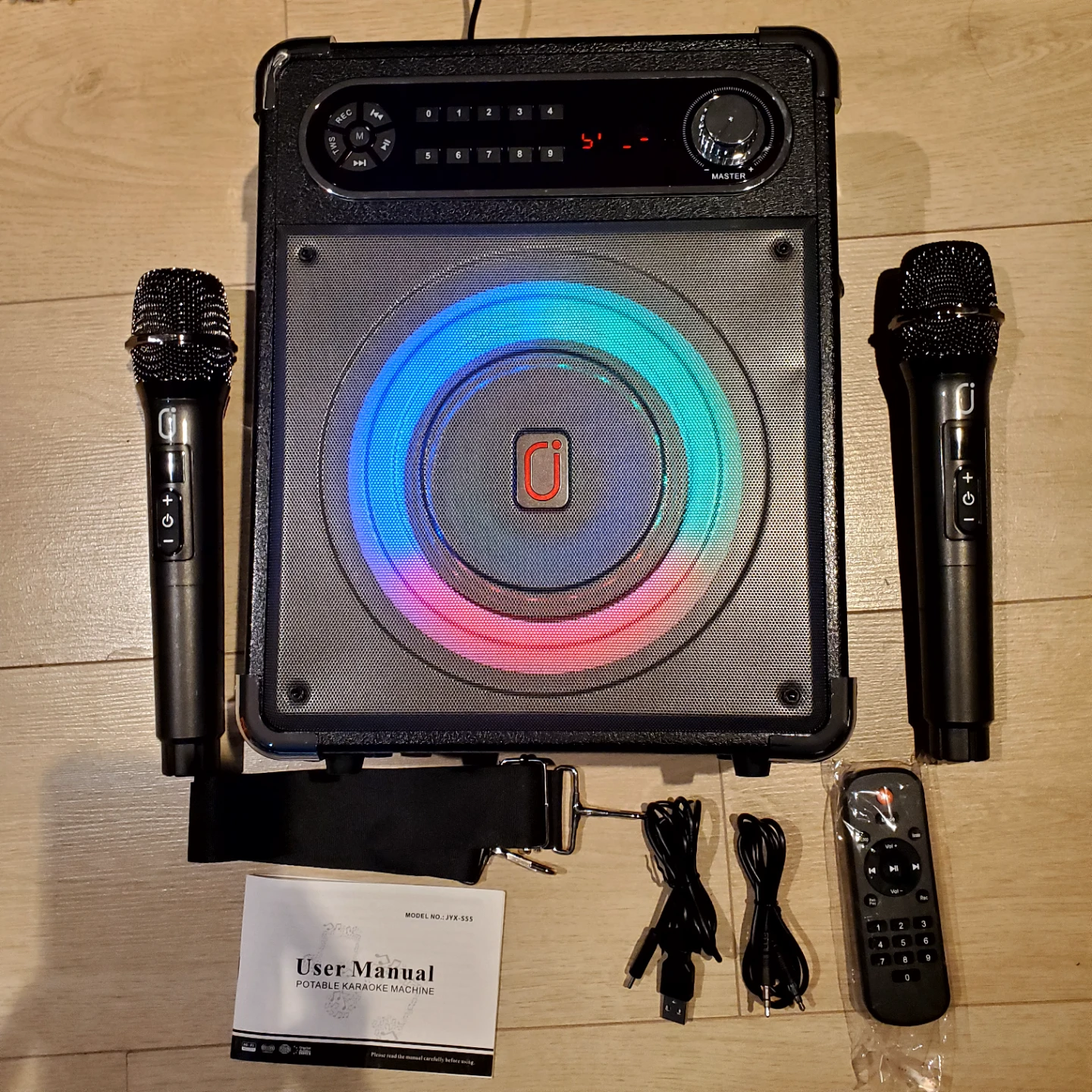 JYX-S55 Portable Karaoke Speaker with 2 Microphones - photo 3