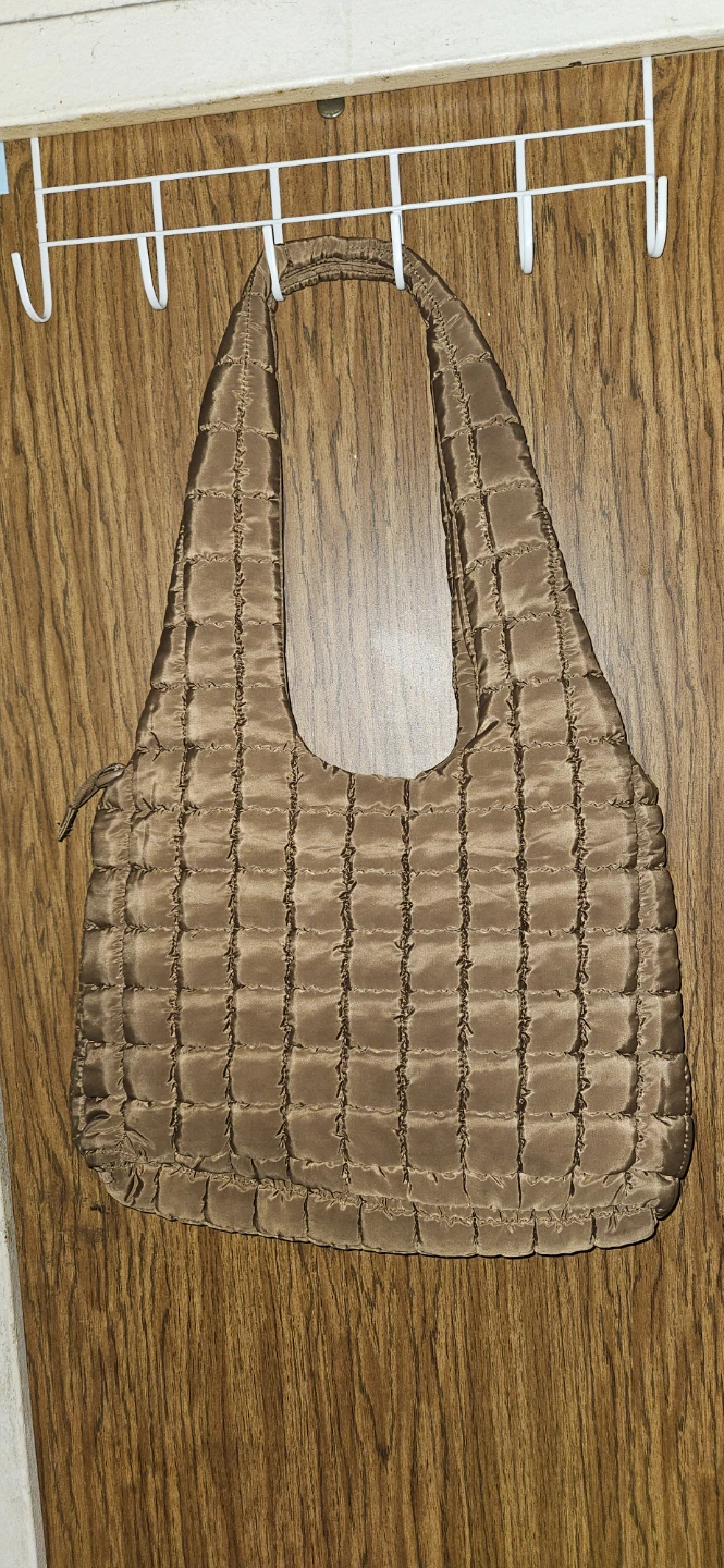 Brown Quilted Shoulder Bag/ Hobo Bag