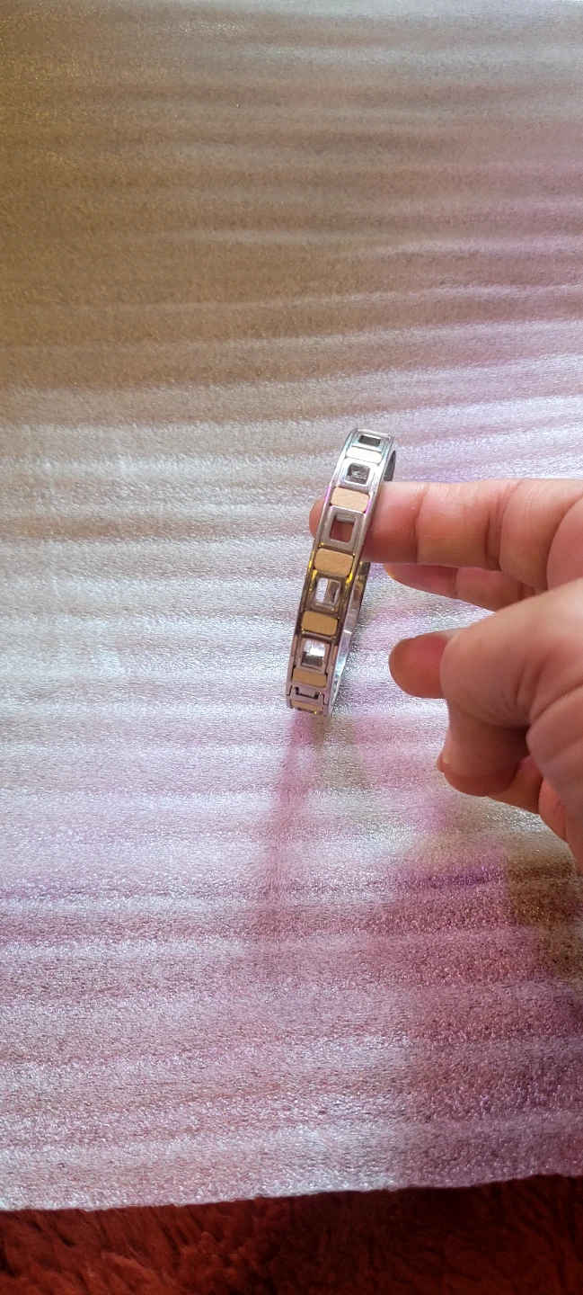 Silver and Gold Tone Cuff hinged Bracelet - photo 4