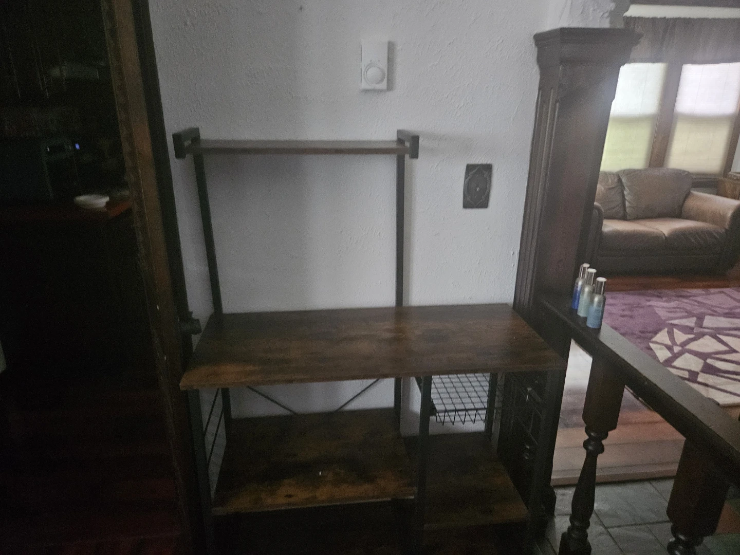 Rustic Brown Kitchen Baker's Rack with Shelves