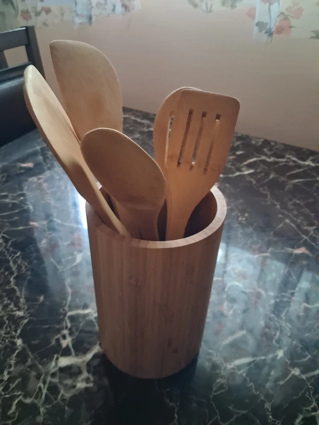 Wooden Kitchen Utensil Set with Holder