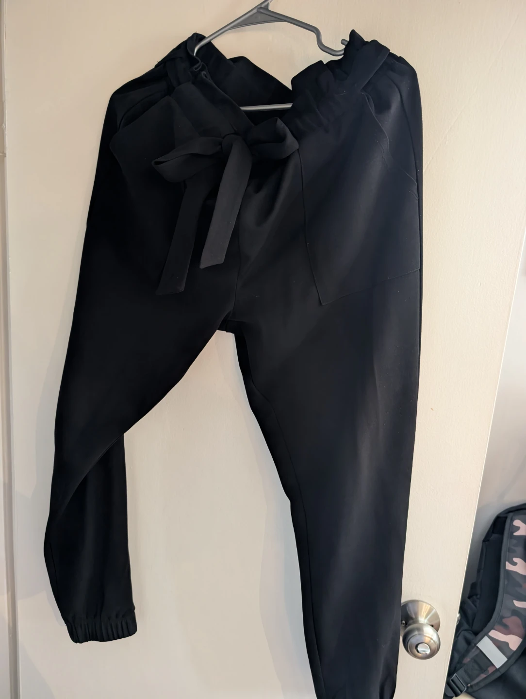 Black High-Waisted Joggers with Tie Detail