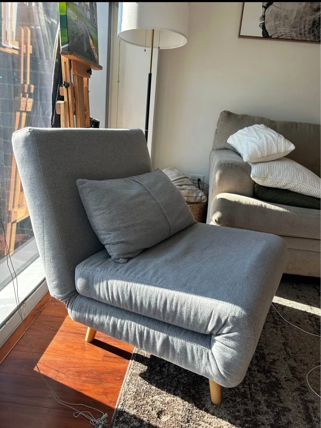Gray Accent Chair with Pillow - photo 3