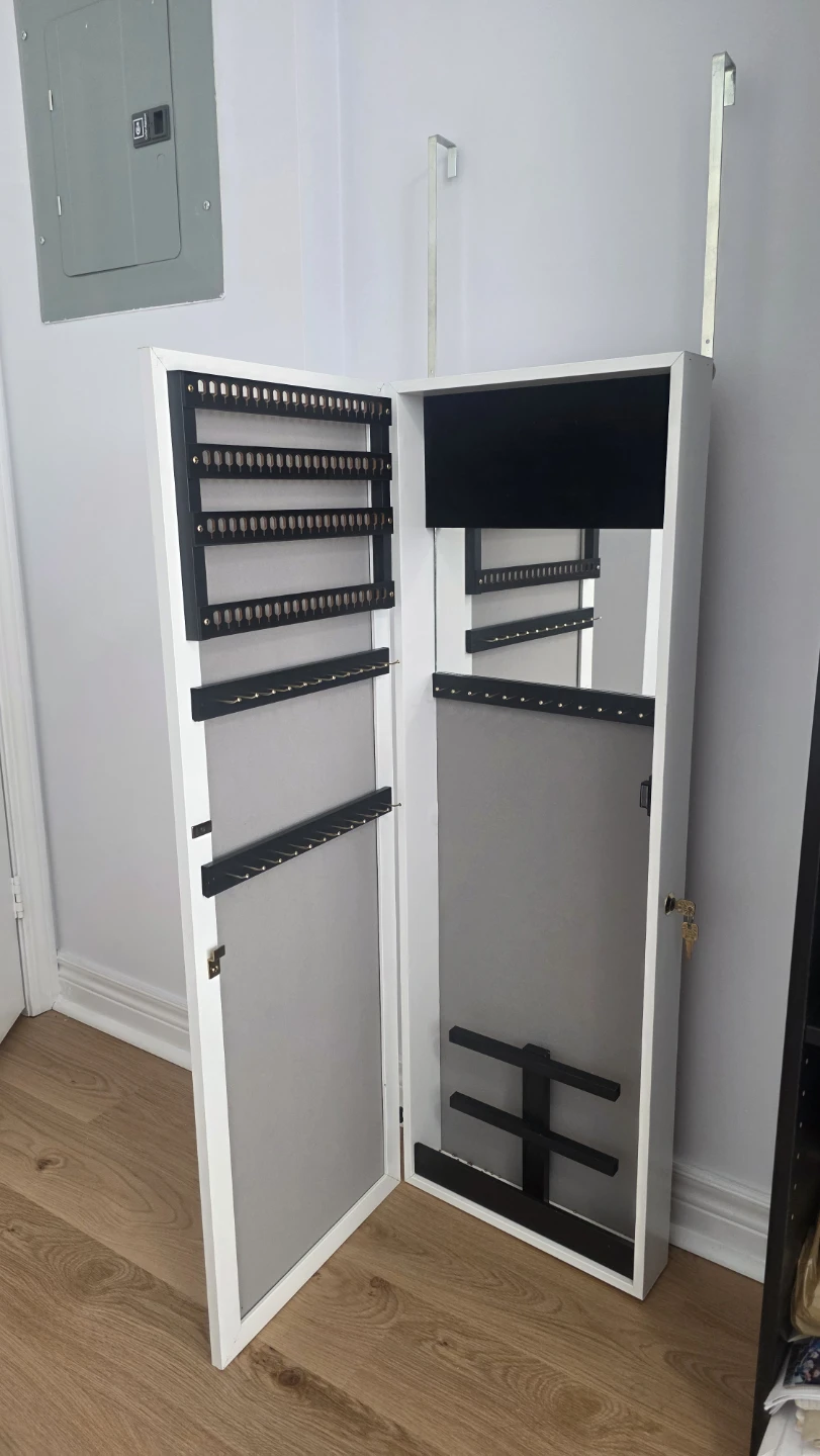 White Over-the-Door Jewelry Armoire with Mirror - photo 2