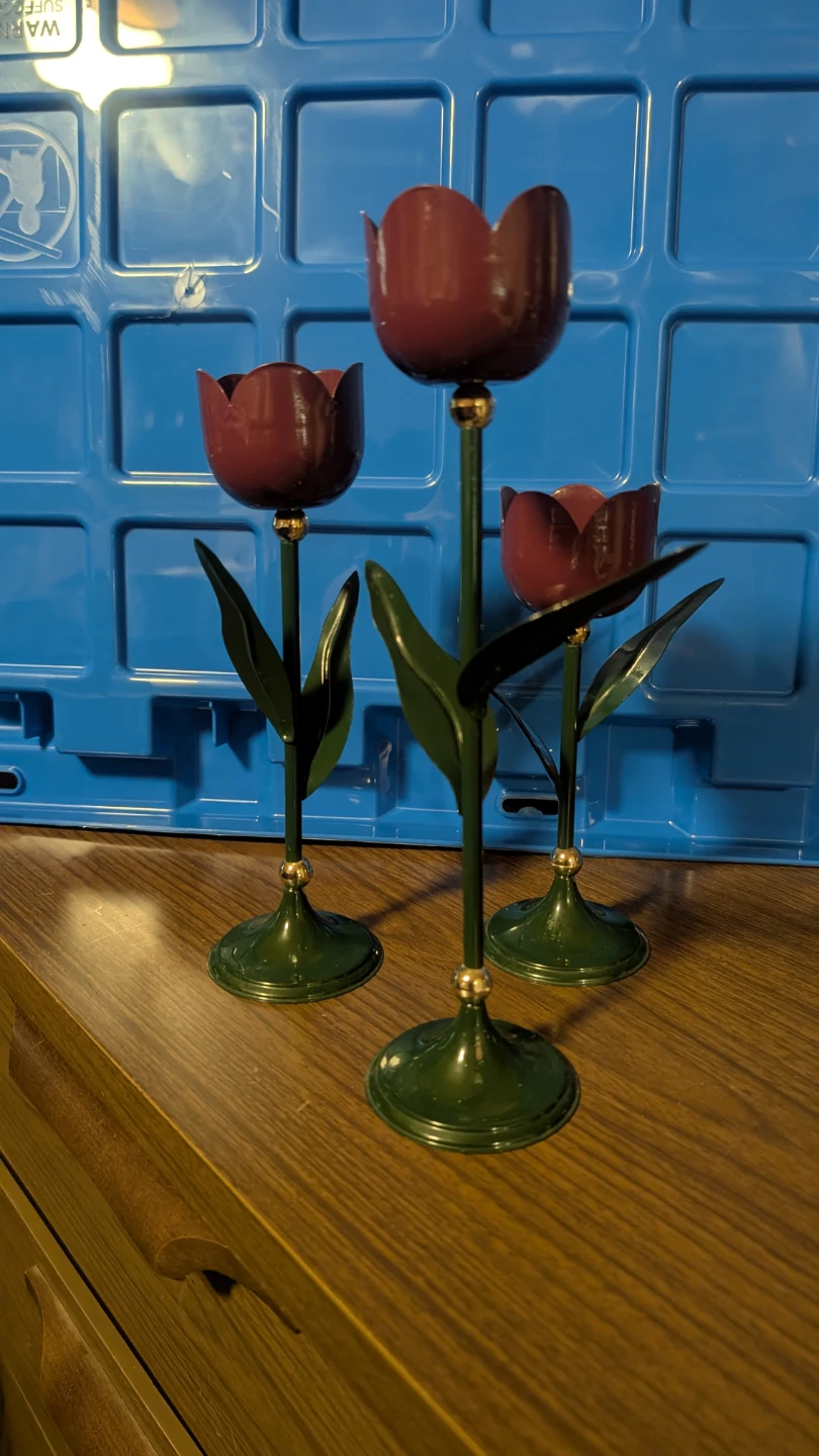 Set of 3 Tulip/Rose Candlesticks