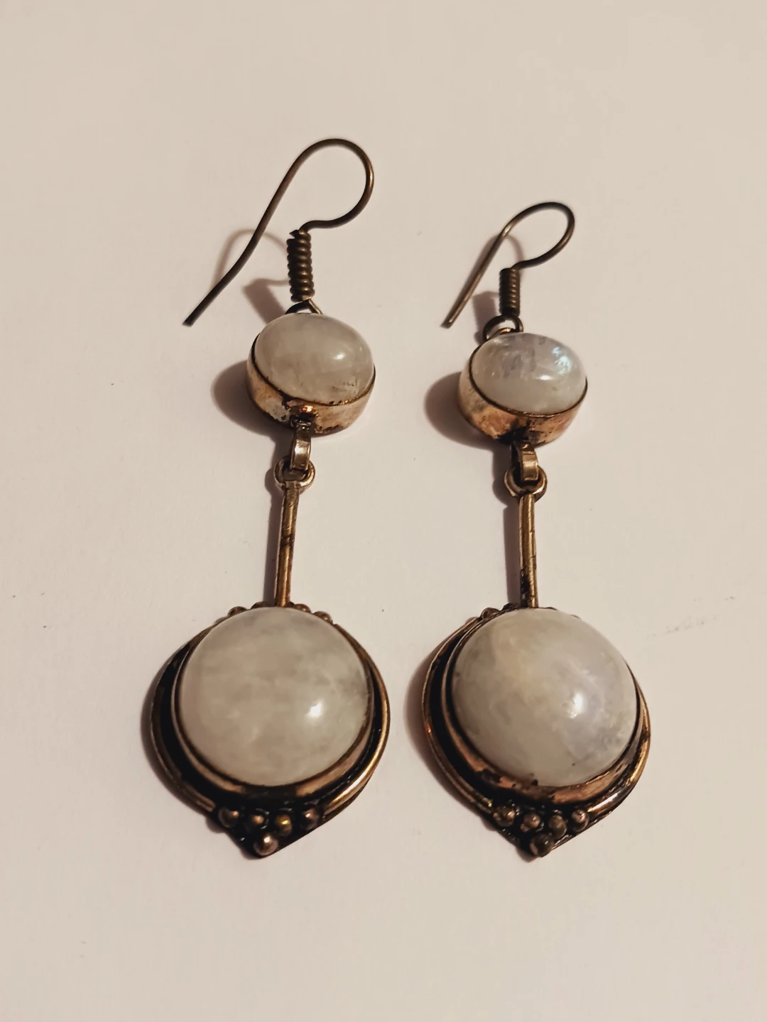 Sterling Silver 925 Moonstone Dangle Earrings - photo 3