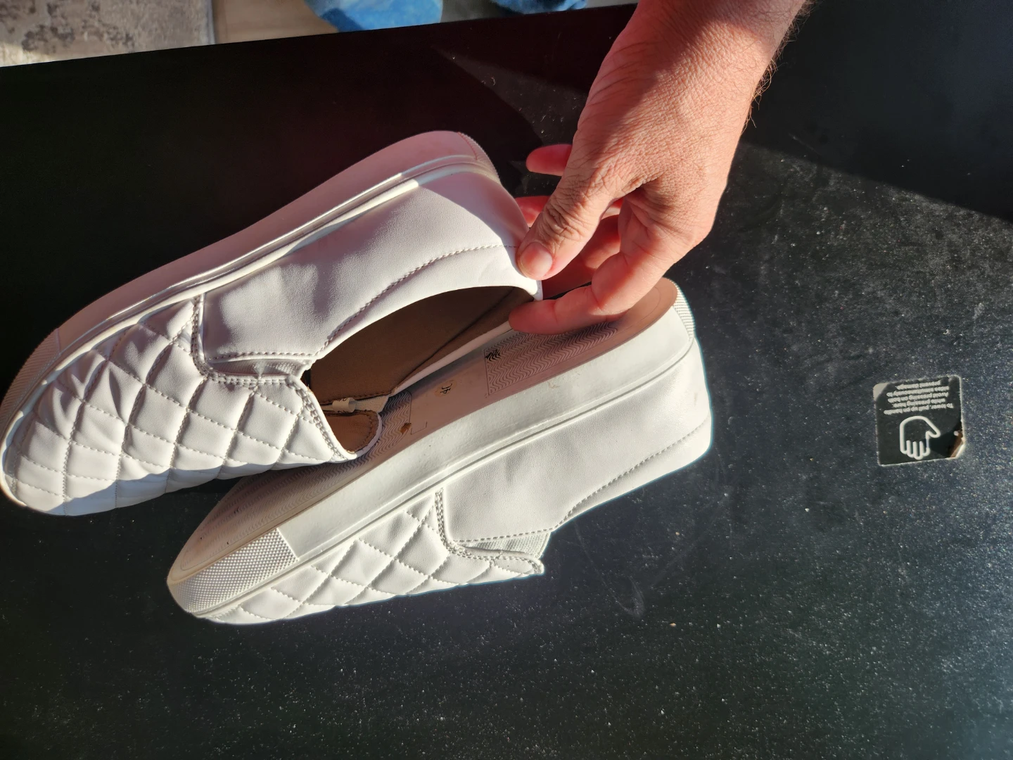 White Quilted Slip-On Shoes Size 40