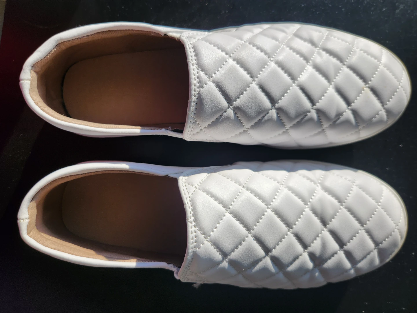 White Quilted Slip-On Shoes Size 40 - photo 3