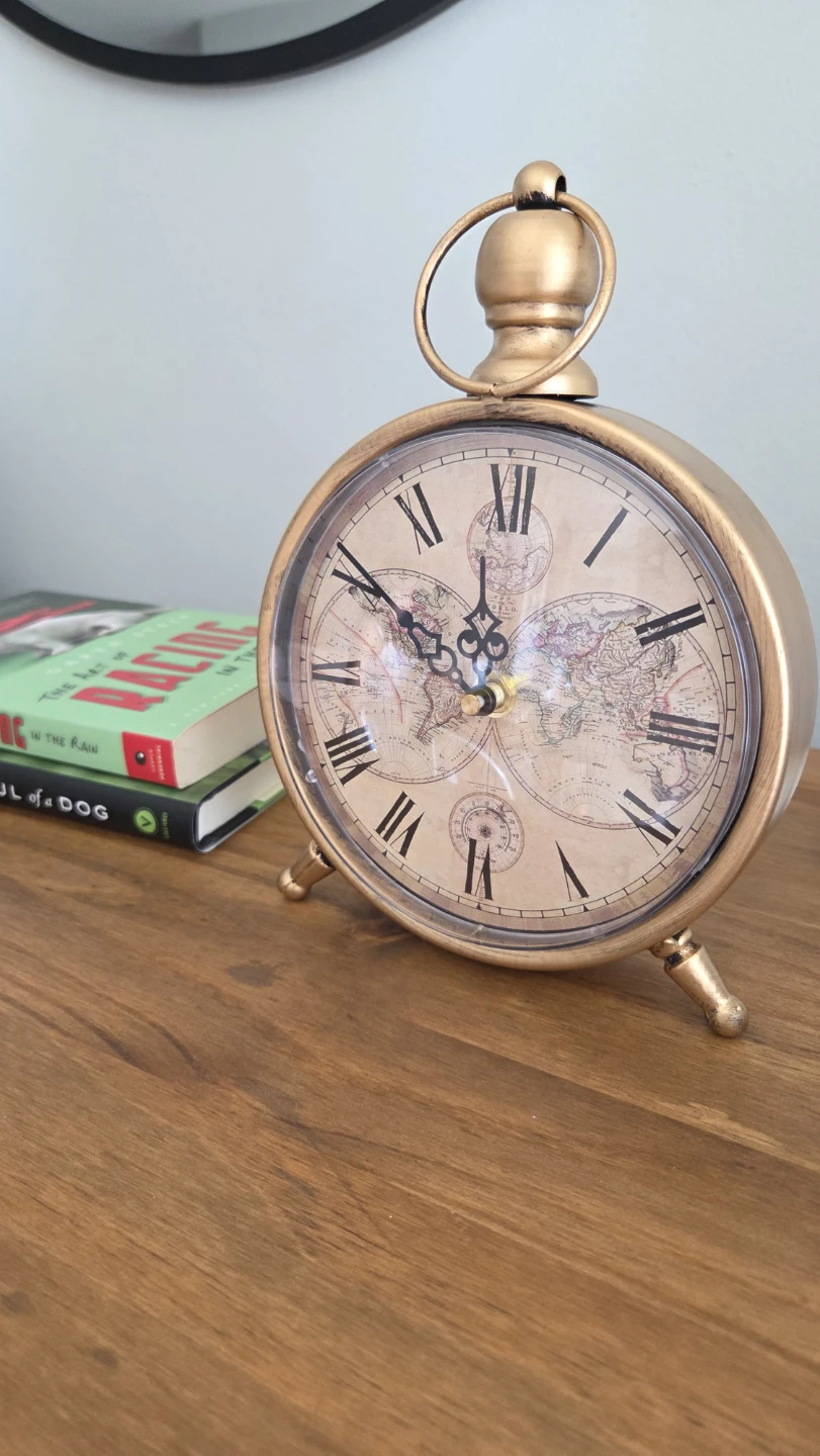 Vintage World Map Table Clock *new - photo 2