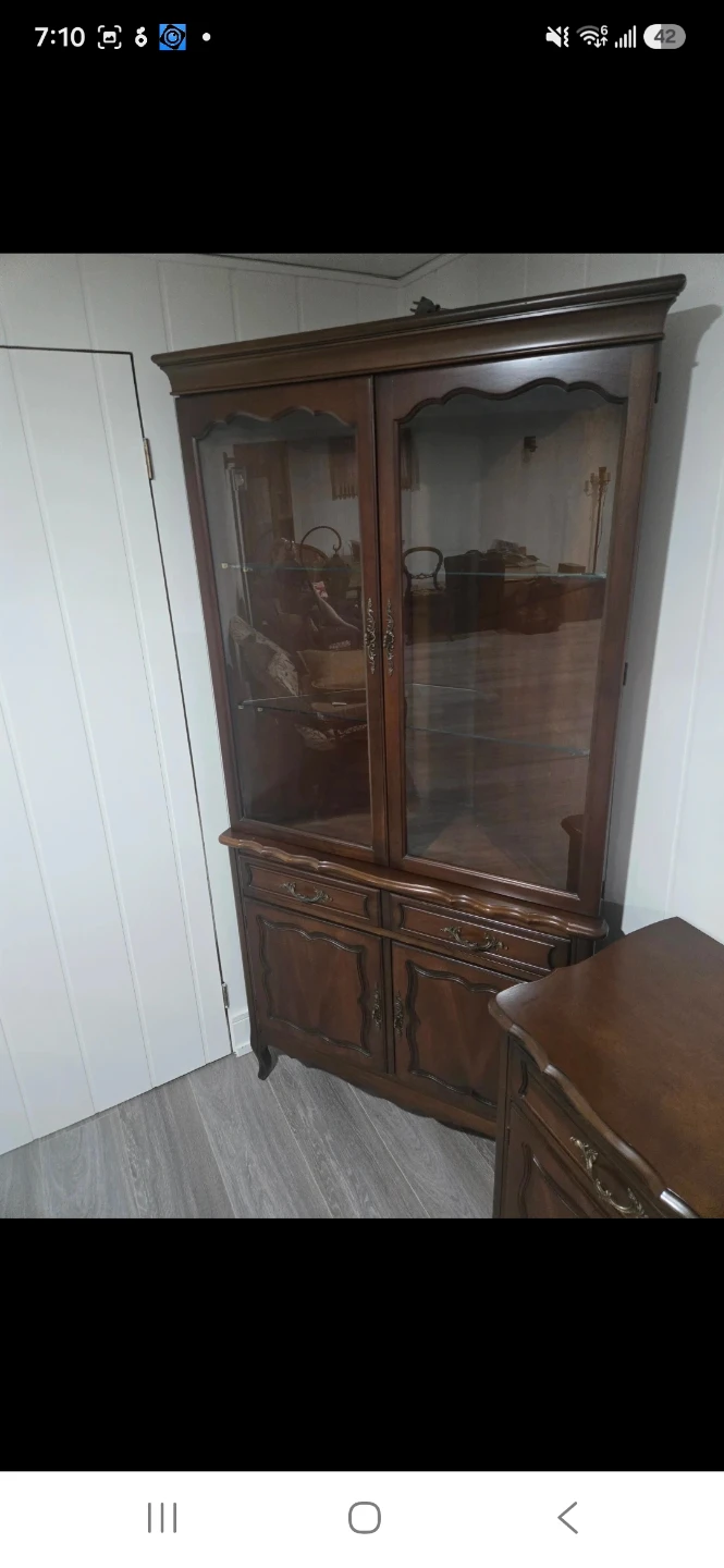 Vintage China Cabinet with Drawers,  Matching side table - photo 2