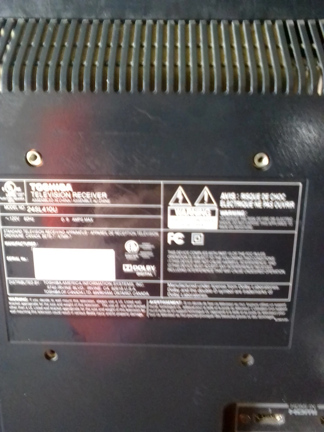 Toshiba 24" Television Receiver - photo 4