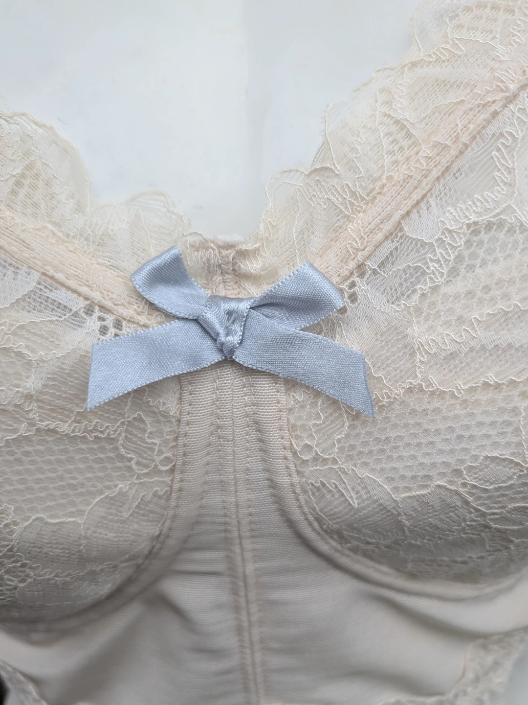 Cream & Blue Lace Bustier Bra size SMALL - photo 3