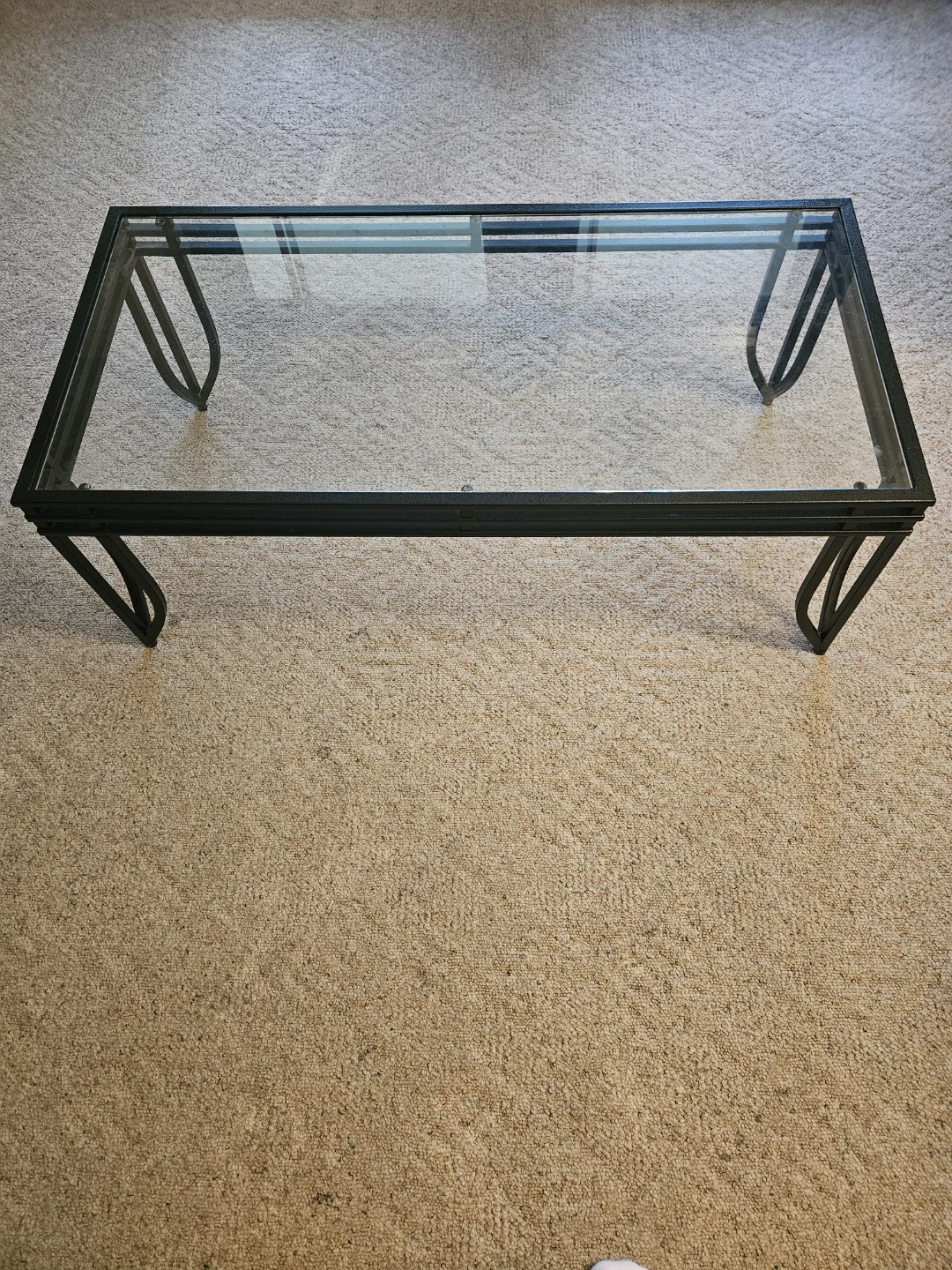 Glass Top Coffee Table with Metal Frame