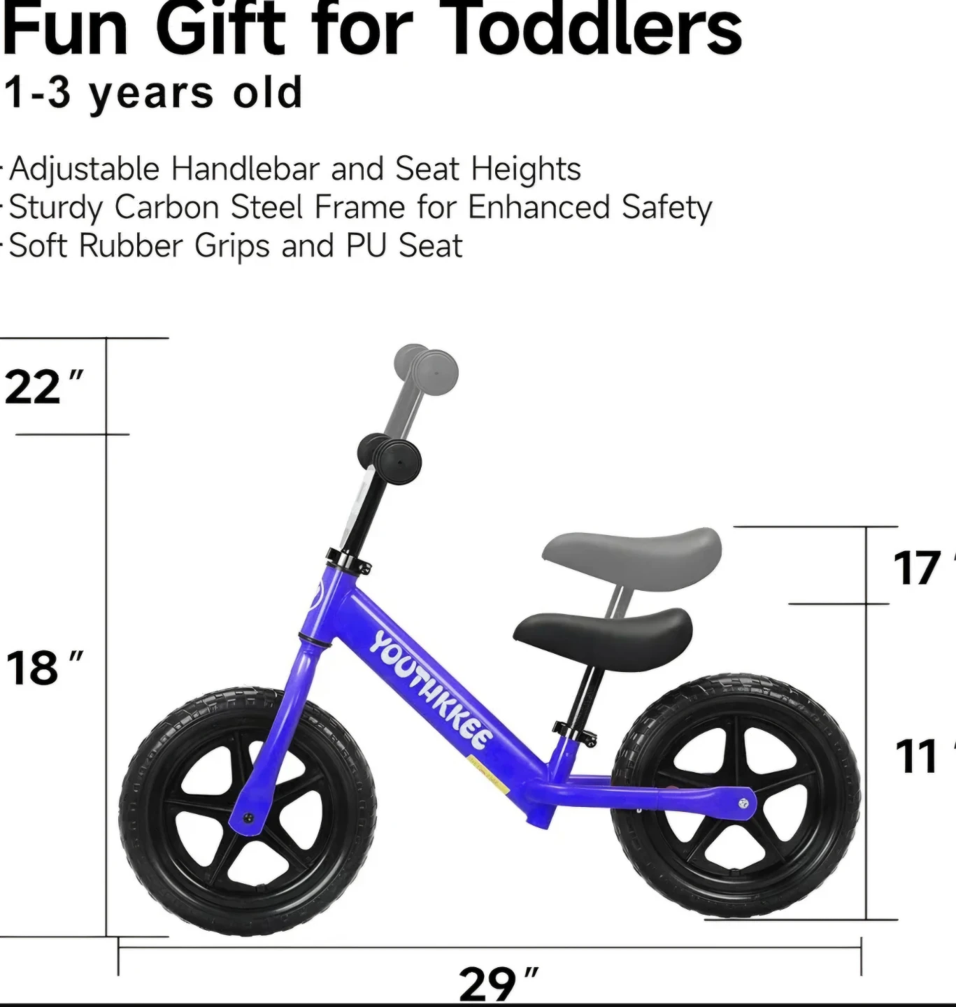 YOUTHHKEE Balance Bike Blue - photo 2