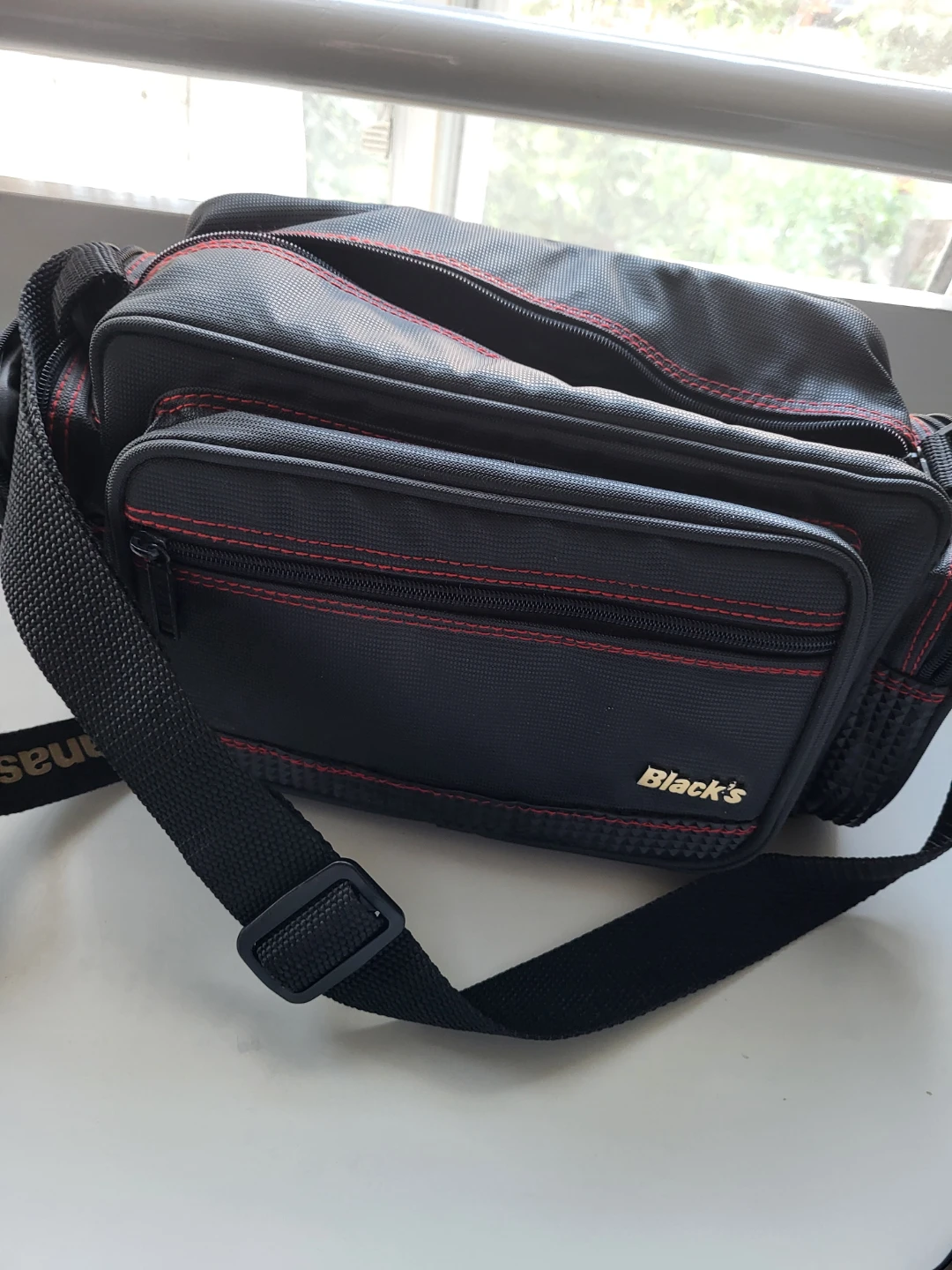 Black's Camera Bag with Red Stitching