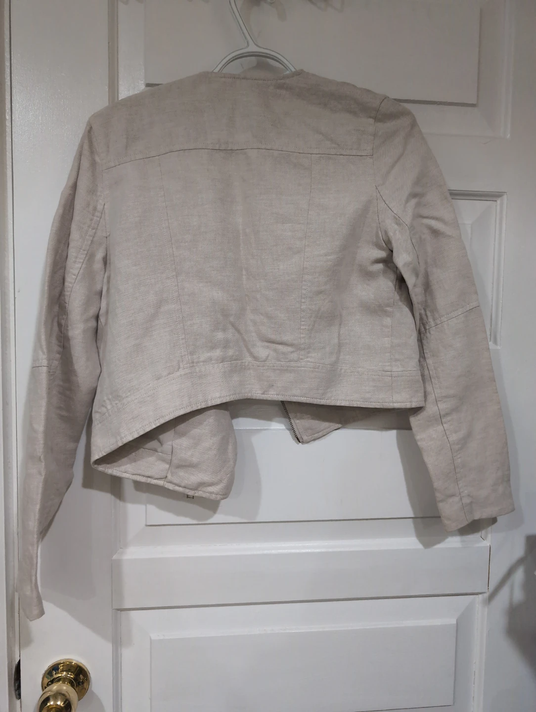H&M Beige Biker Style Jacket Size 6 - photo 2