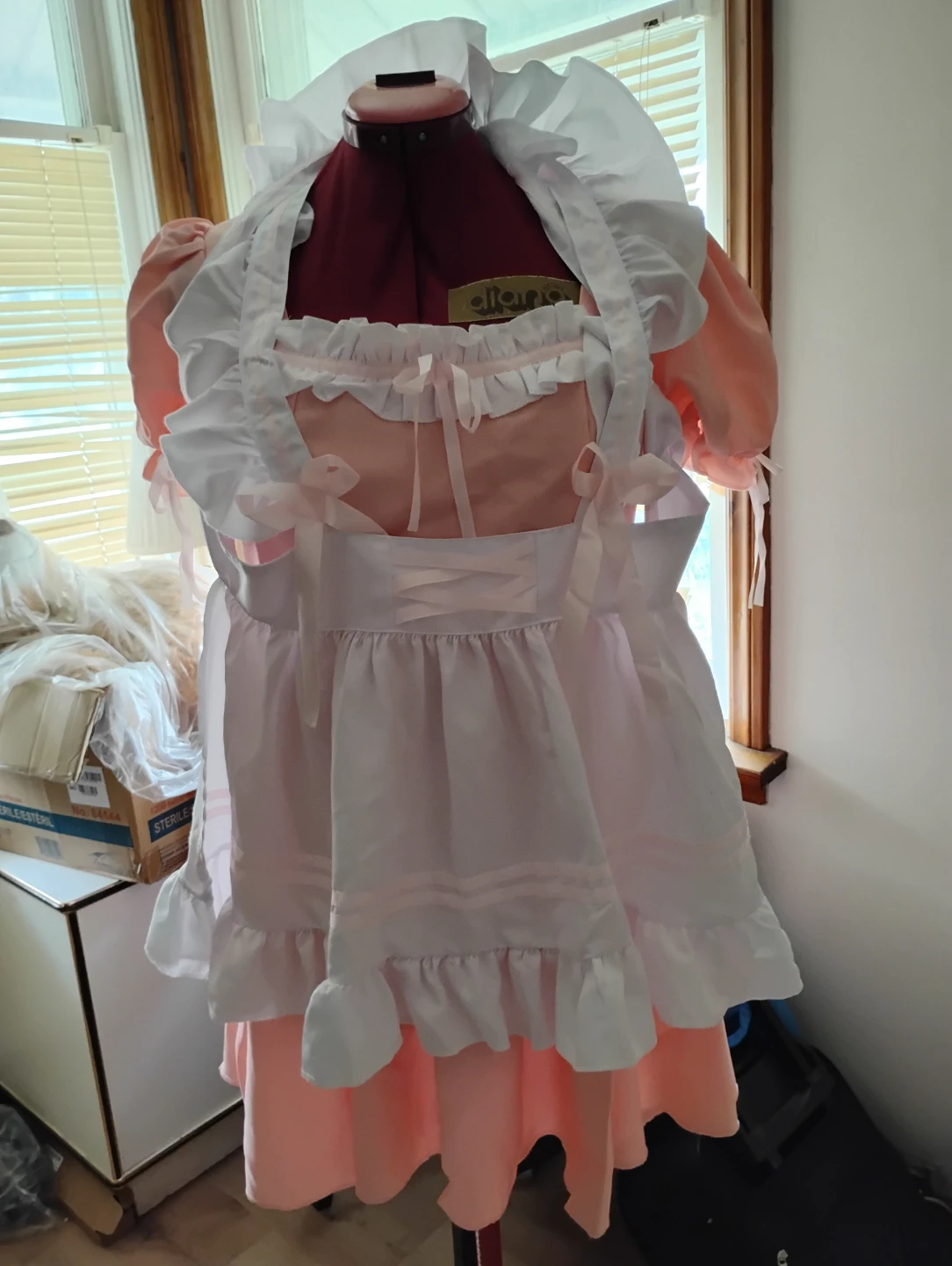 Pink Maid Dress Costume Set with Apron and Accessories XL