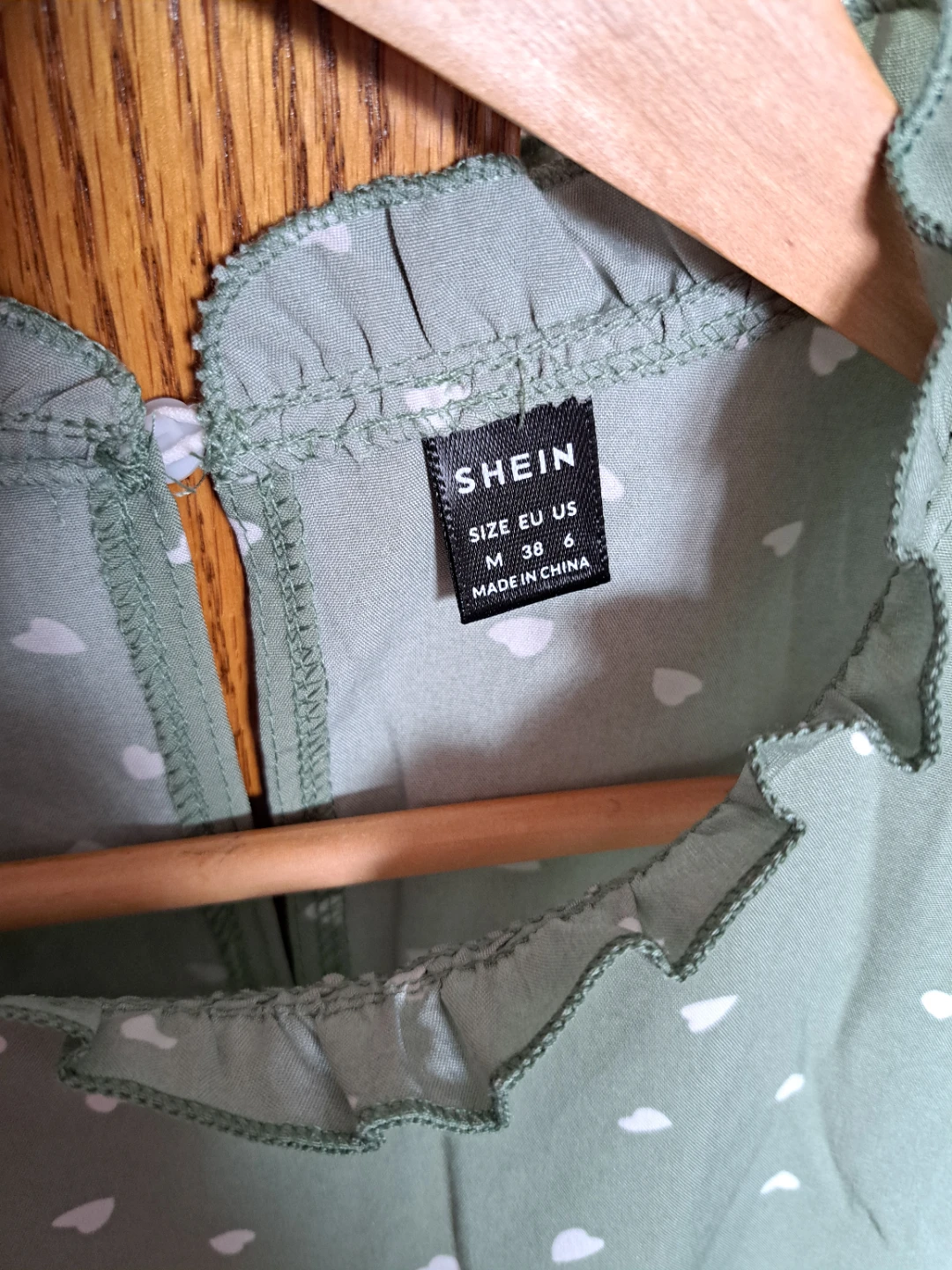 SHEIN Green Heart Print Long Sleeve Blouse - Size M - photo 2
