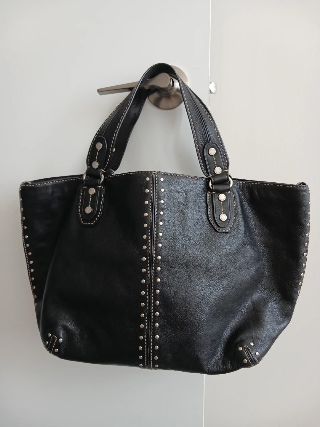Michael Kors Black Leather Studded Tote Bag