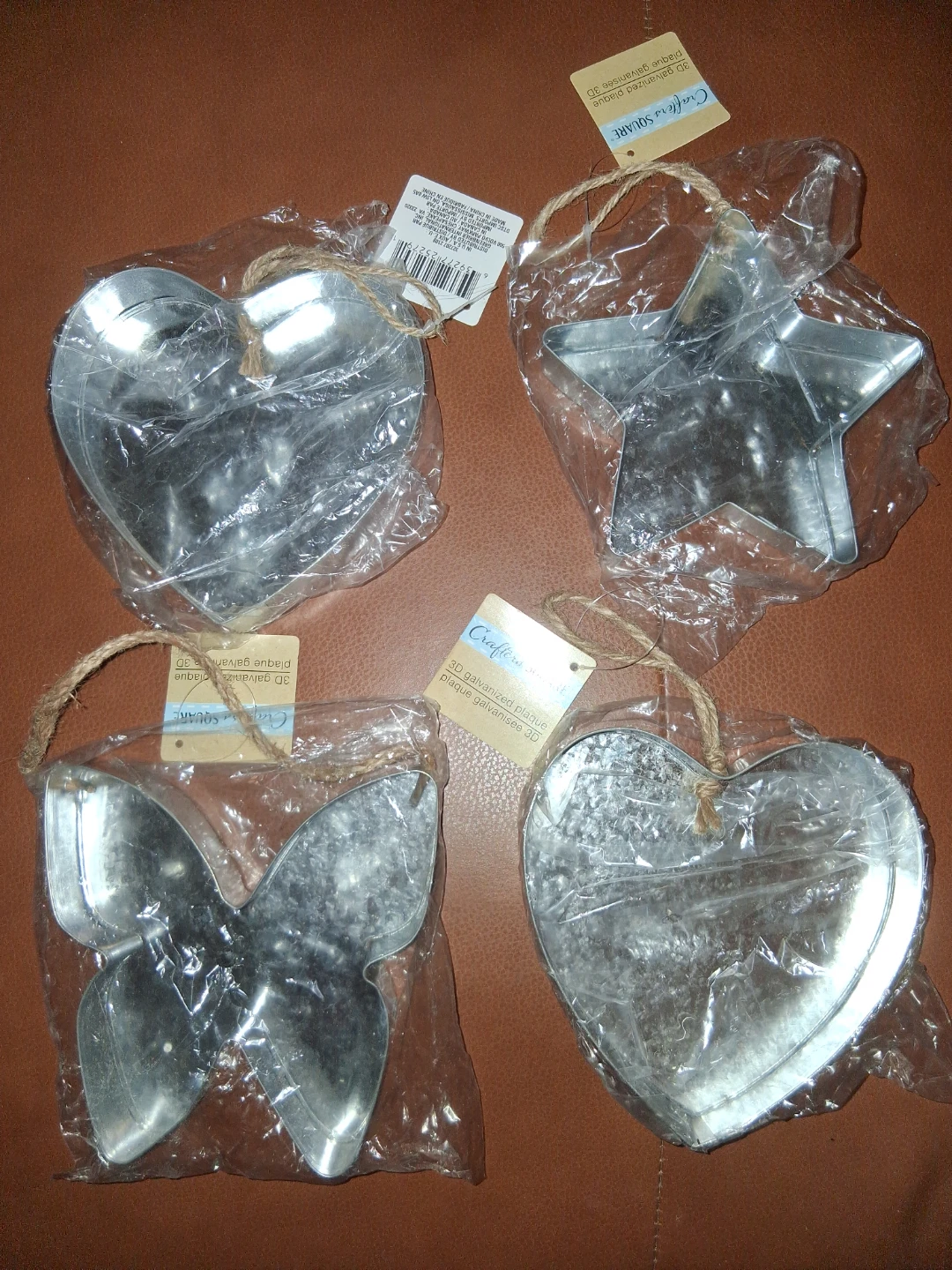 4 Crafter’s Square 3D Galvanized Plaques - Rustic Silver Metal! - photo 3