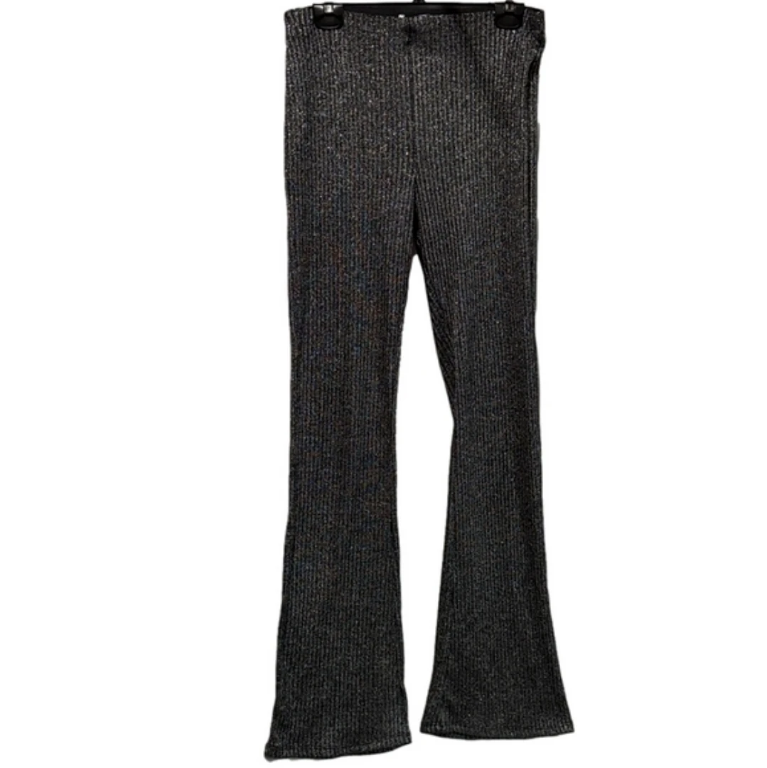 Zara Sparkly Ribbed Flare Pants size M