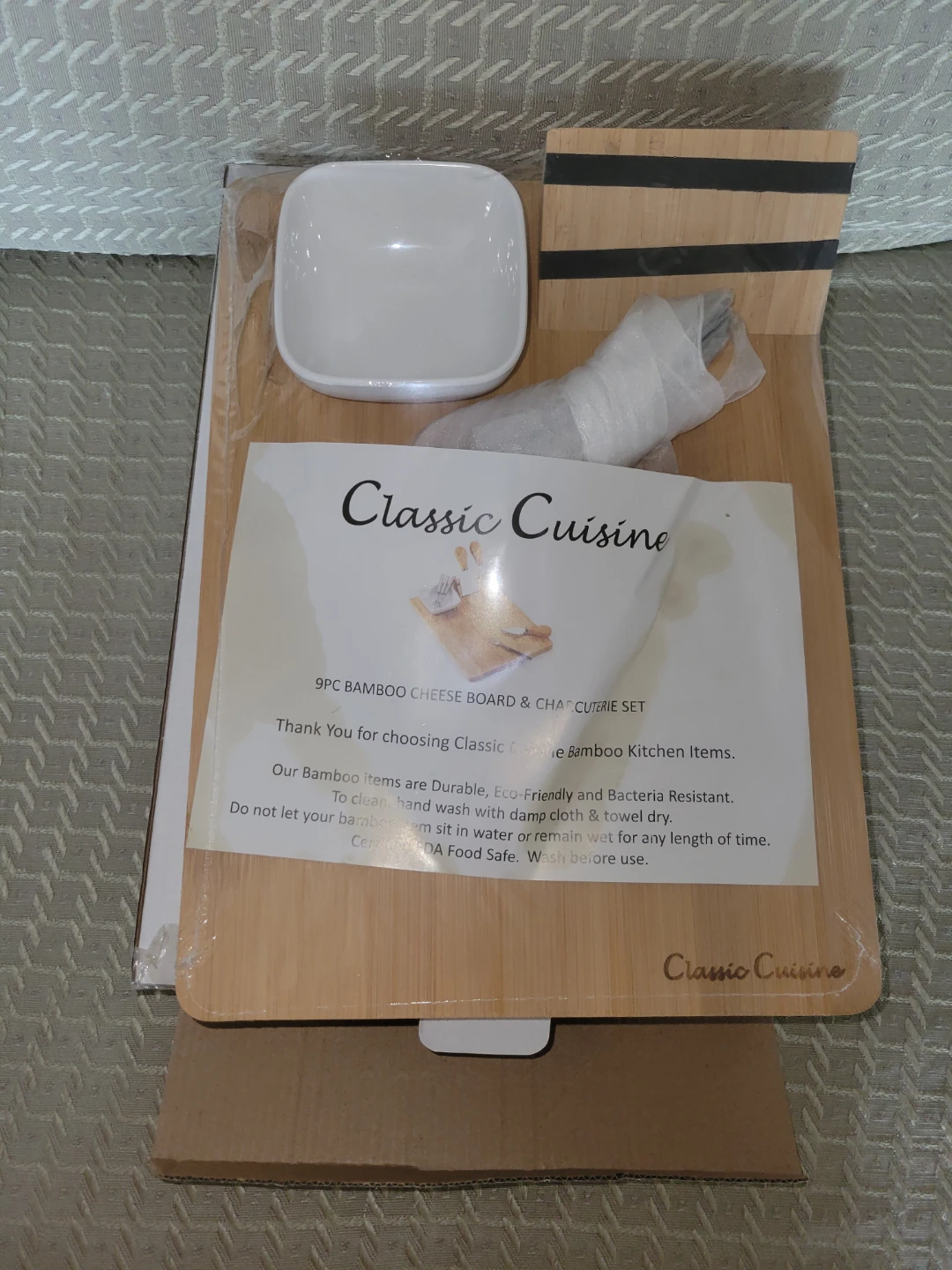 Classic Cuisine 9pc Bamboo Cheese Board & Charcuterie Set