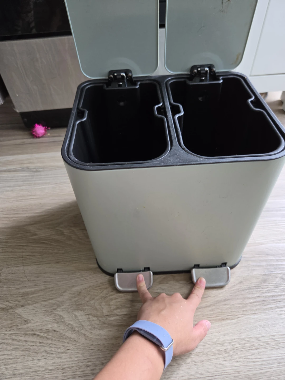 Dual Compartment Foot Pedal Trash Can
