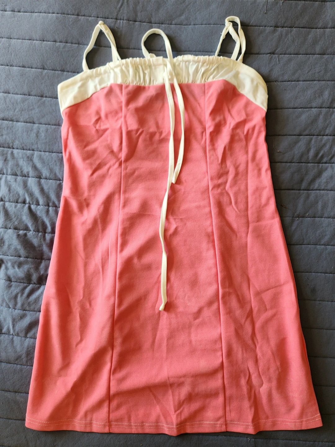 Pink and White Spaghetti Strap Dress