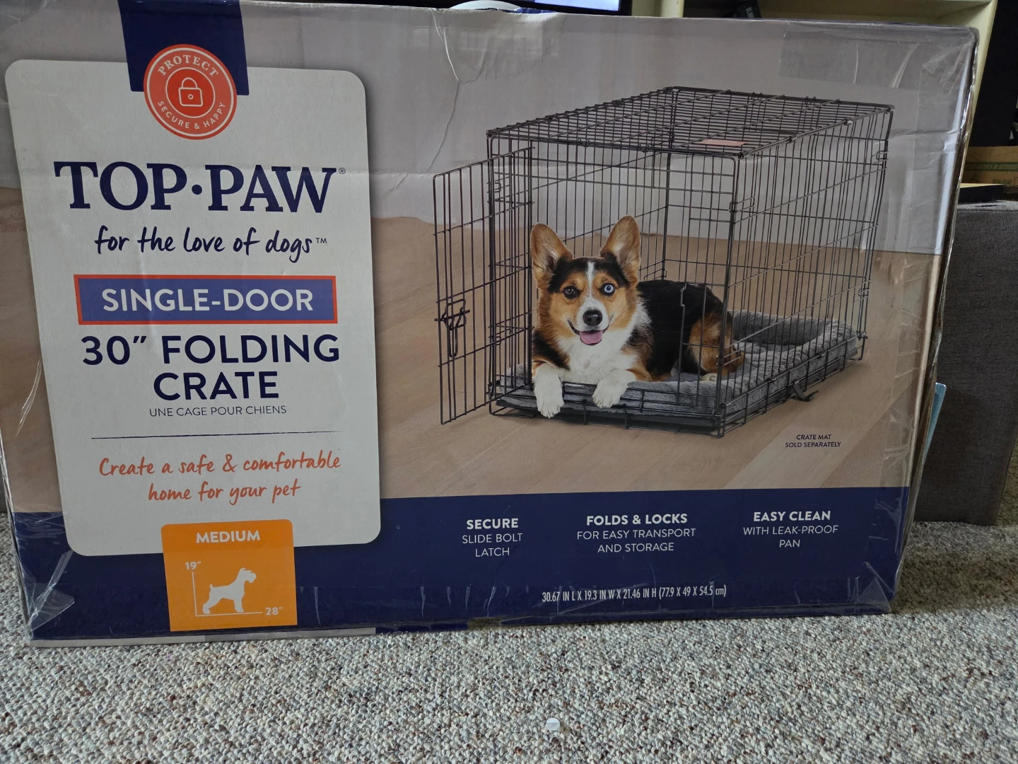 Top Paw 30" Single-Door Folding Dog Crate - Medium