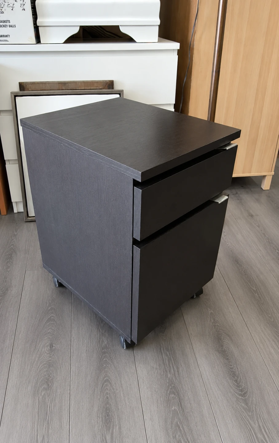 Dark Brown Rolling File Cabinet - photo 3