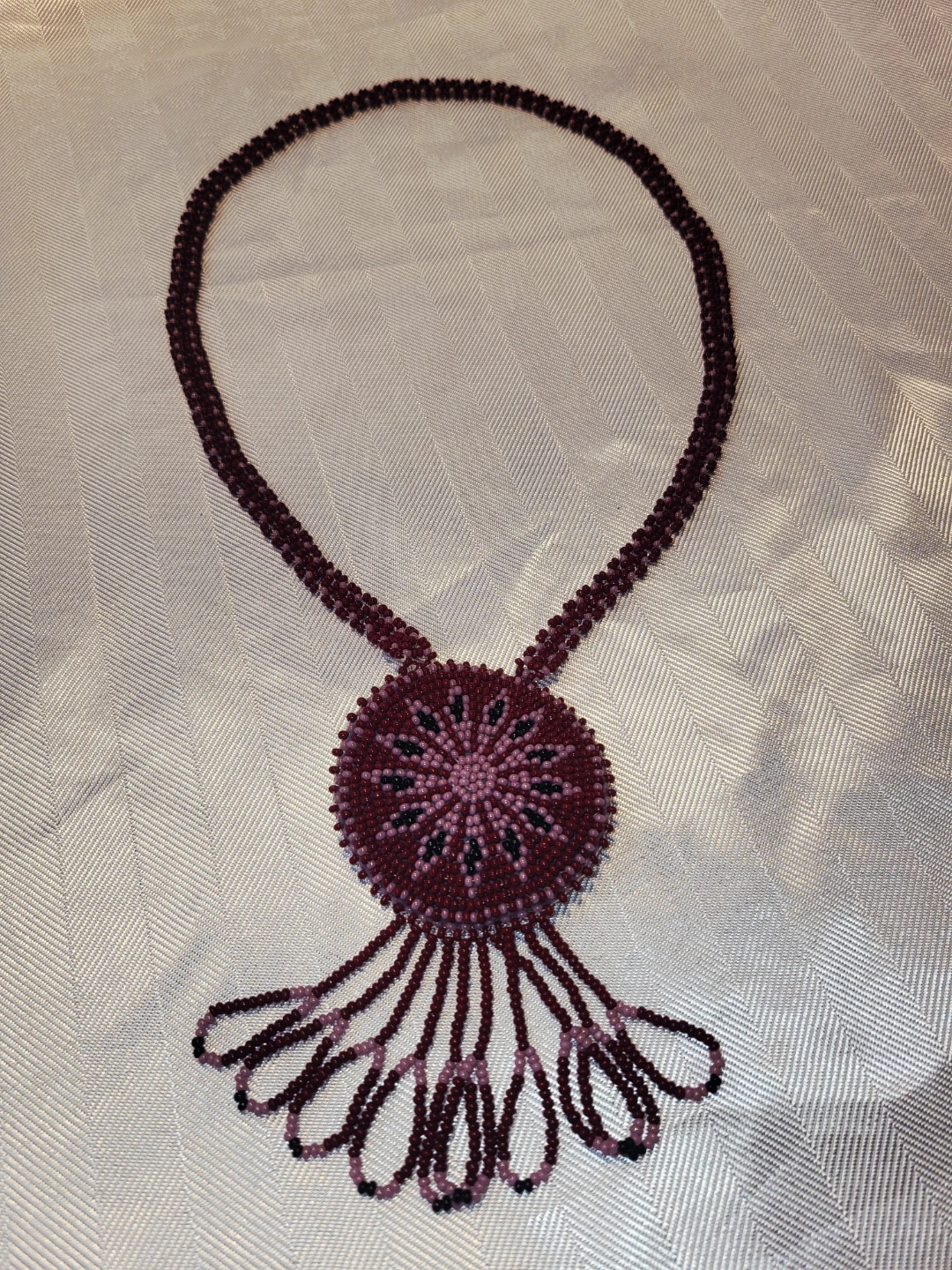 Vintage, Hand Beaded Pendant Necklace