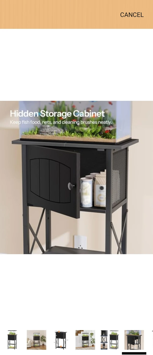 Black Metal Aquarium Stand with Storage Cabinet - photo 4