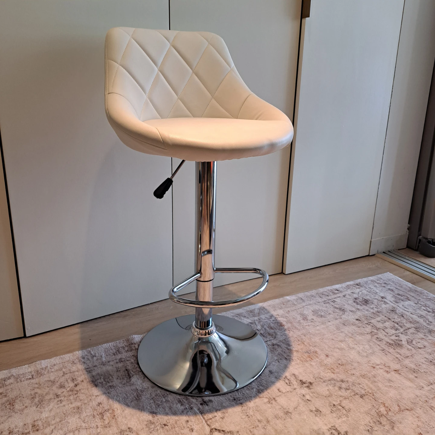 Cream White Bar Stool With Faux Leather - photo 2