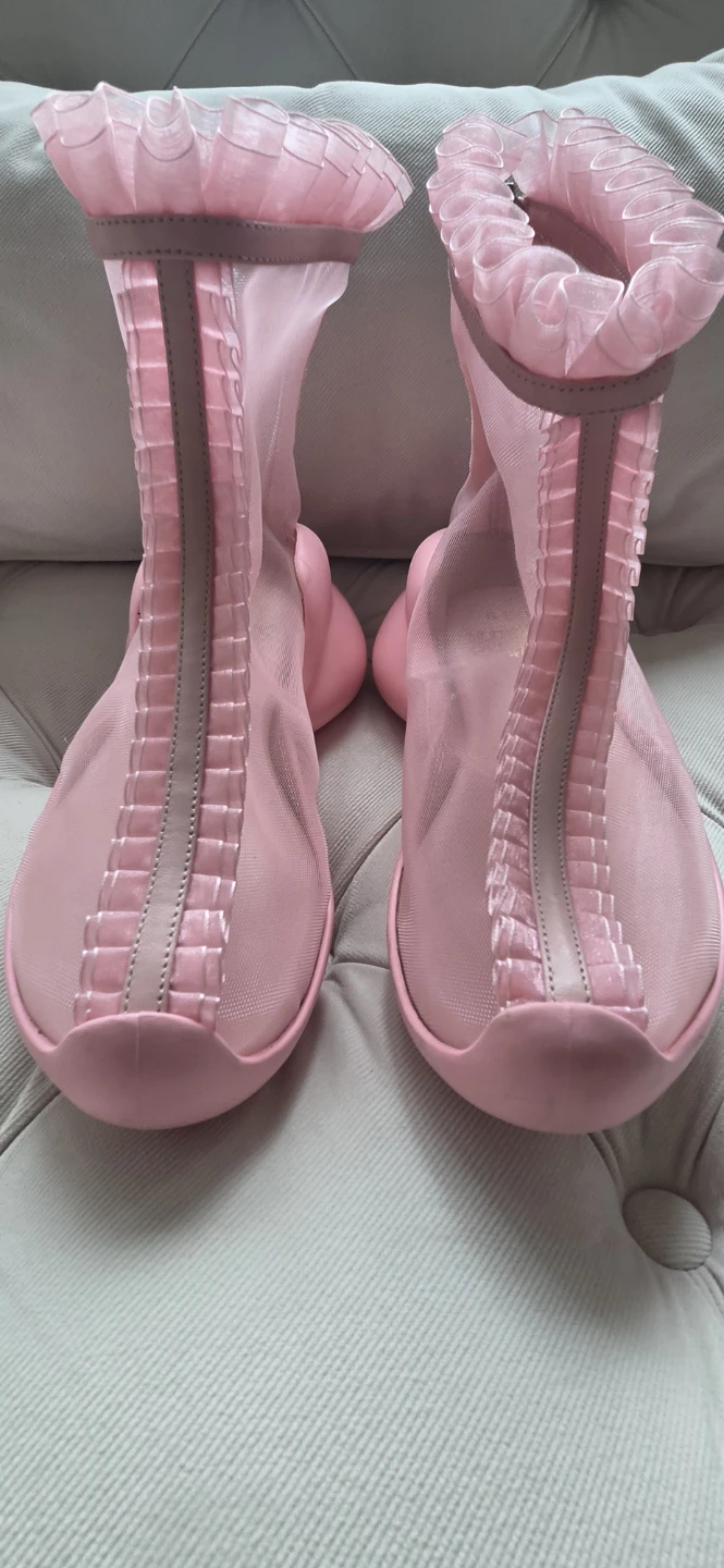 Collina Strada Pink Mesh Rufl Boots