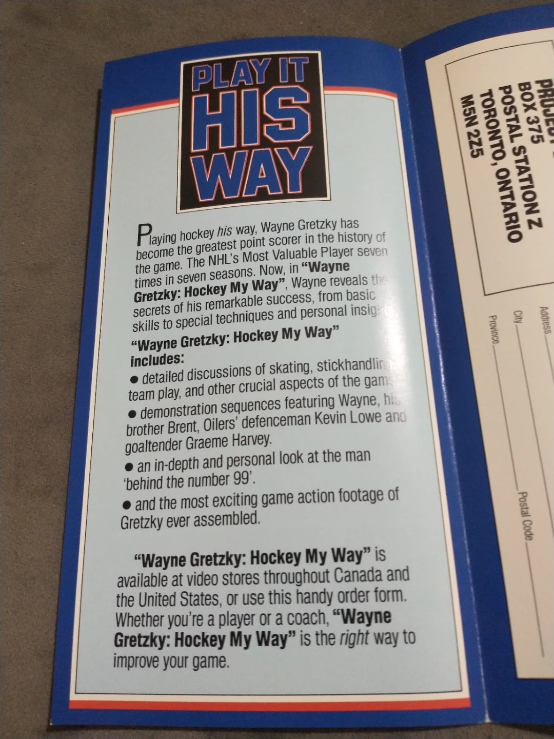 1980s Wayne Gretzky Hockey My Way VHS Insert Cover - photo 4